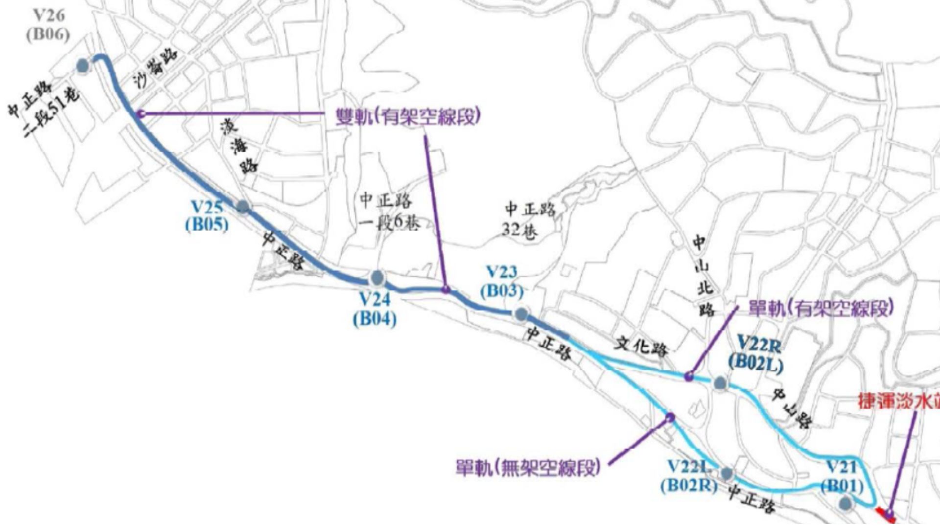 淡海輕軌第二期路網計畫原路線