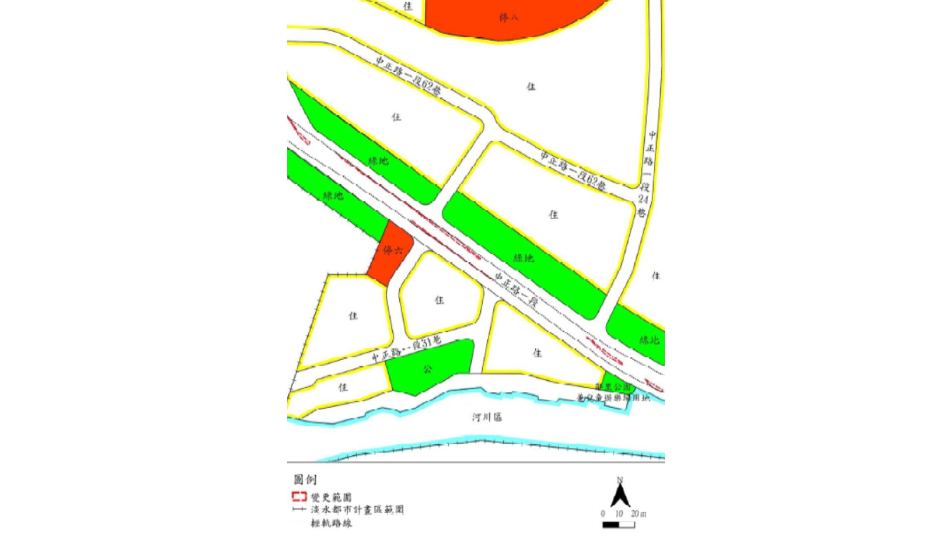 變更淡水都市計畫(配合淡海輕軌運輸系統第二期路網)案變更範圍