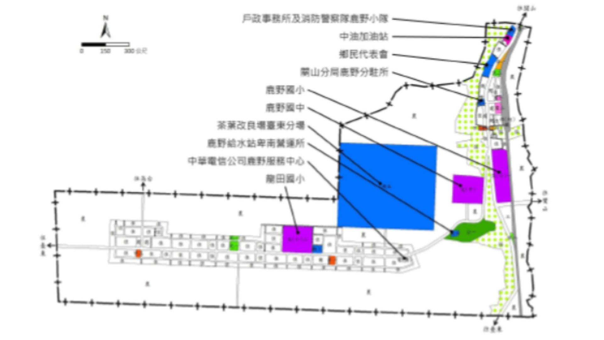 鹿野都市計畫區公共設施用地分布