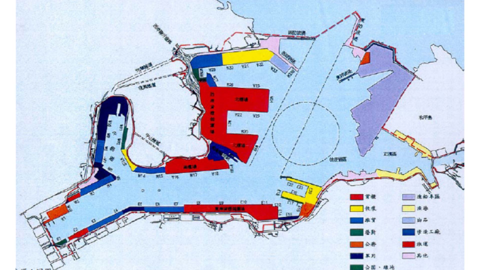 基隆港碼頭分區現況圖