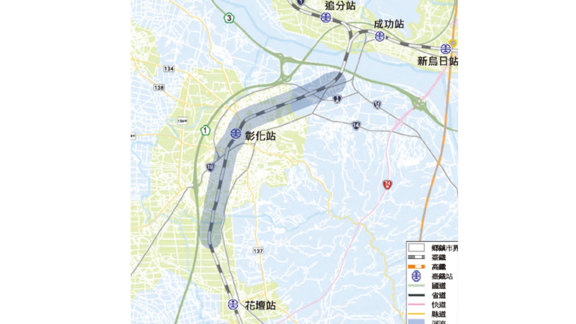 原線規劃高架化路段示意