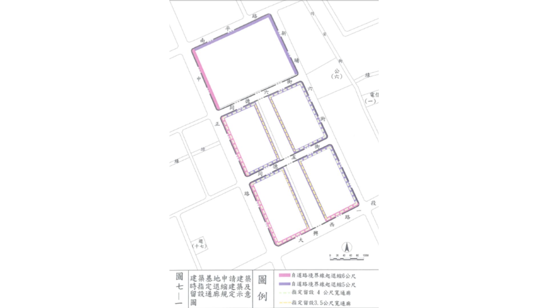 指地退縮建築街廓示意