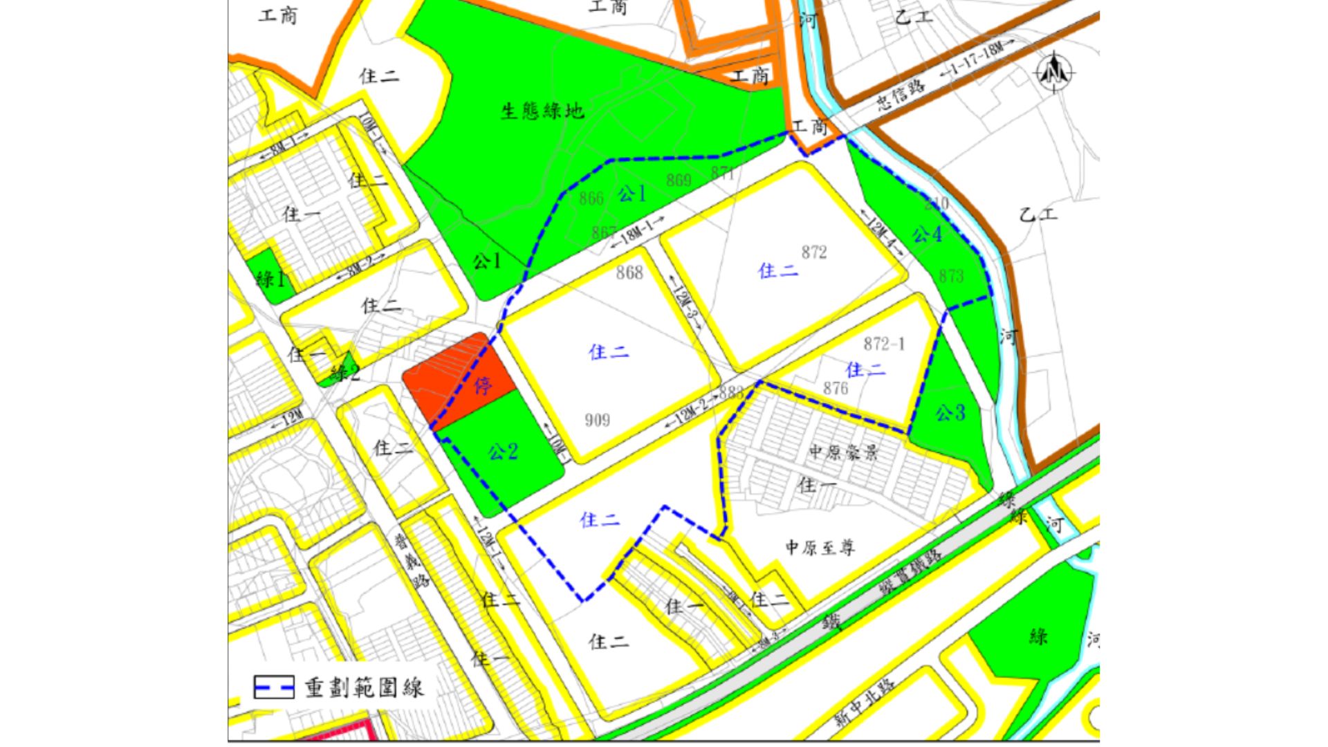 重劃區範圍都市計畫地籍套繪 