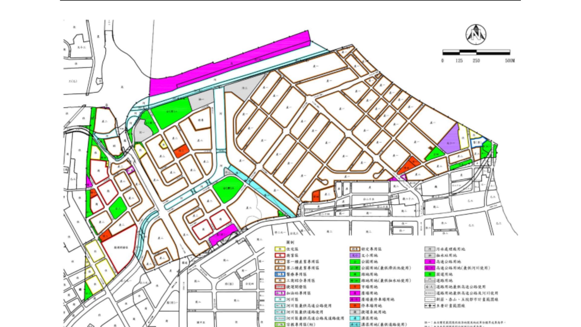 擴大及變更大漢溪北都市計畫（泰山、五股、新莊地區）主要計畫土地使 用計畫示意