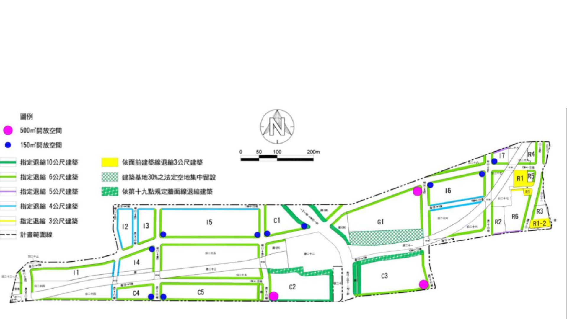 建築退縮留設示意