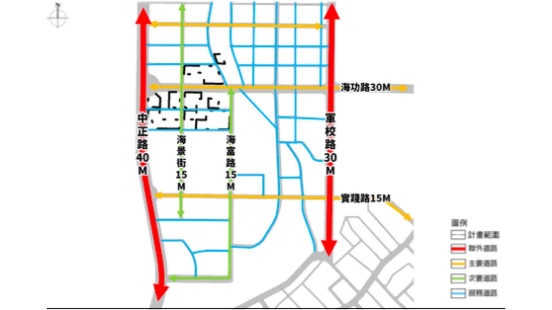 變更後明德新村道路系統功能分類示意圖