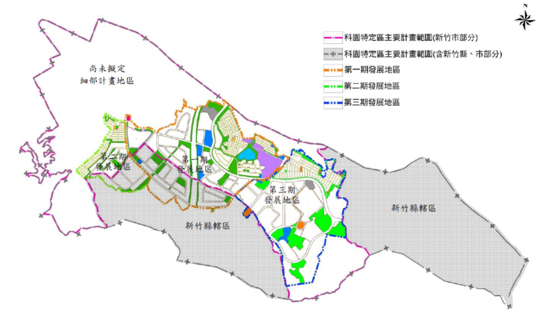 本計畫第一、二、三期發展地區