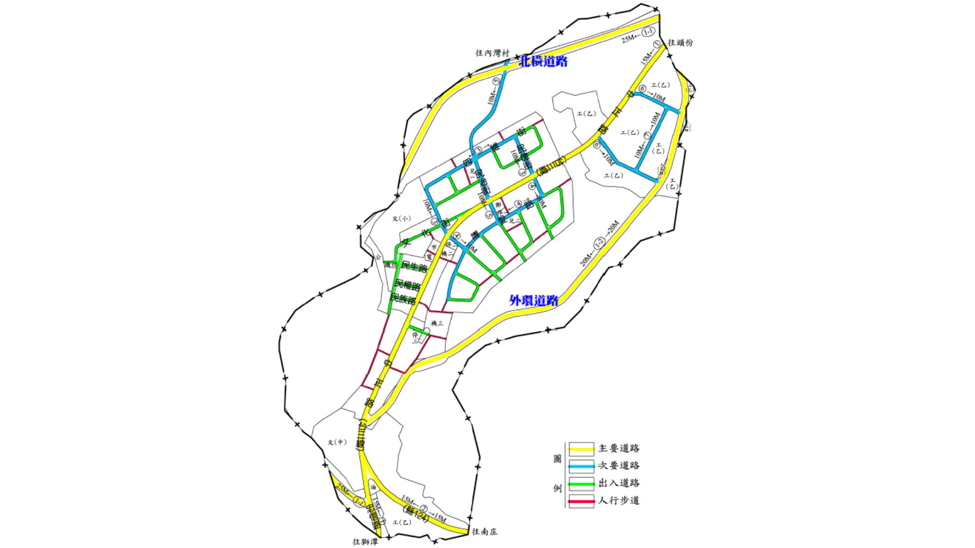現行三灣都市計畫道路系統示意圖