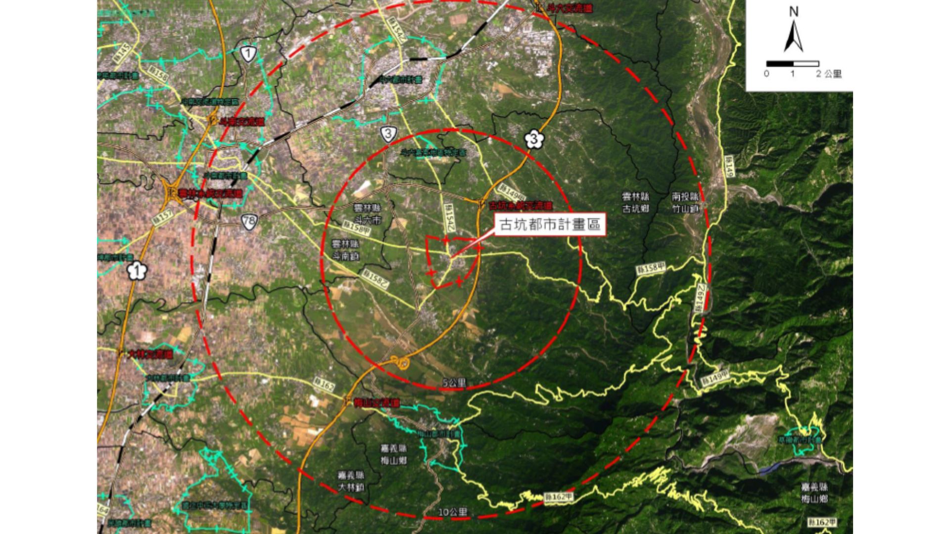 古坑都市計畫地理位置示意圖