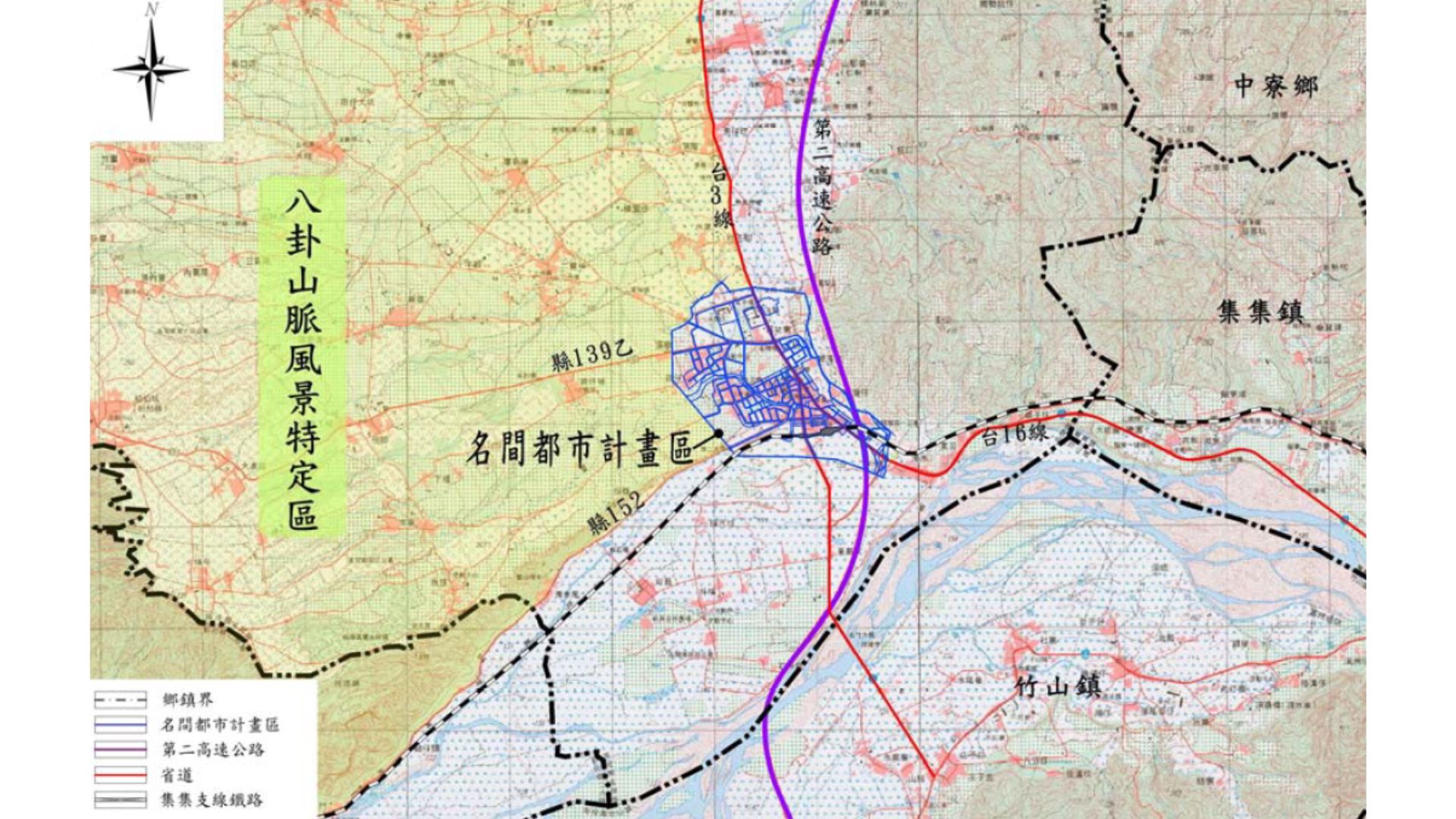 名間都市計畫區地理位置示意圖