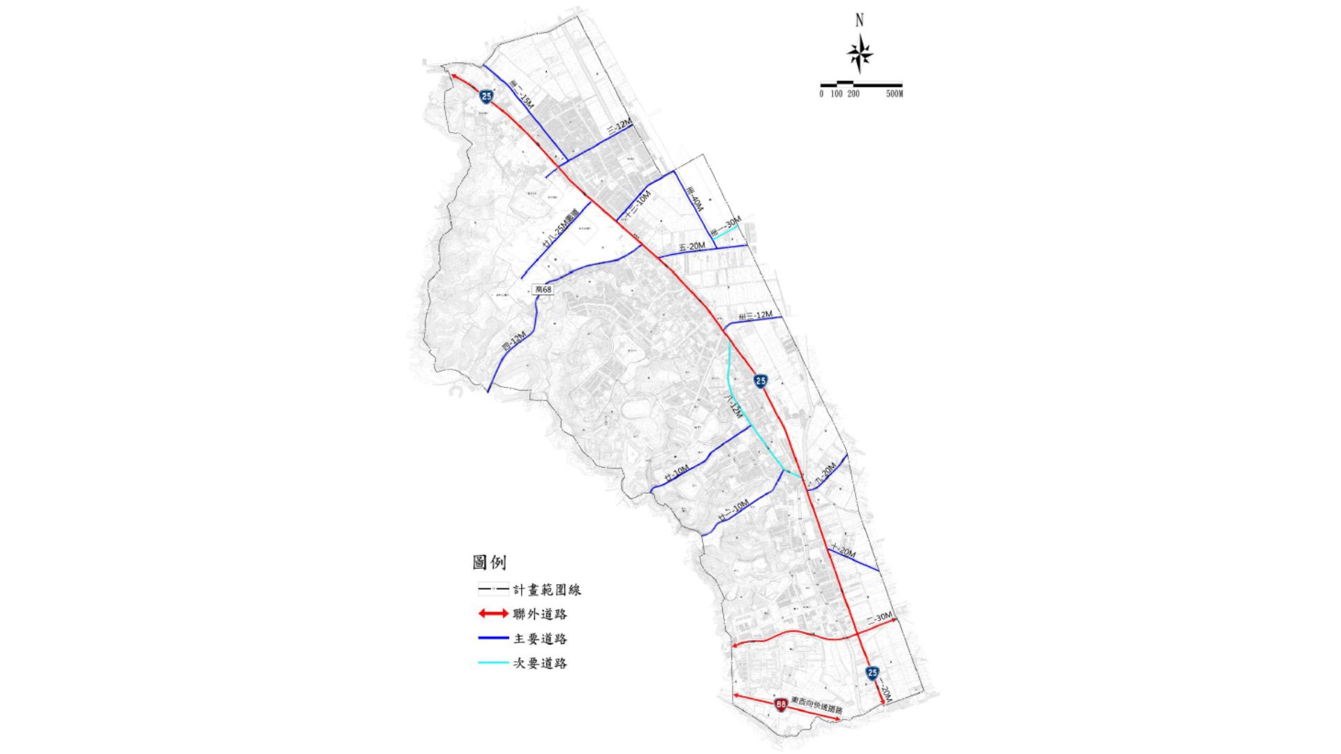變更後主要計畫道路系統示意圖