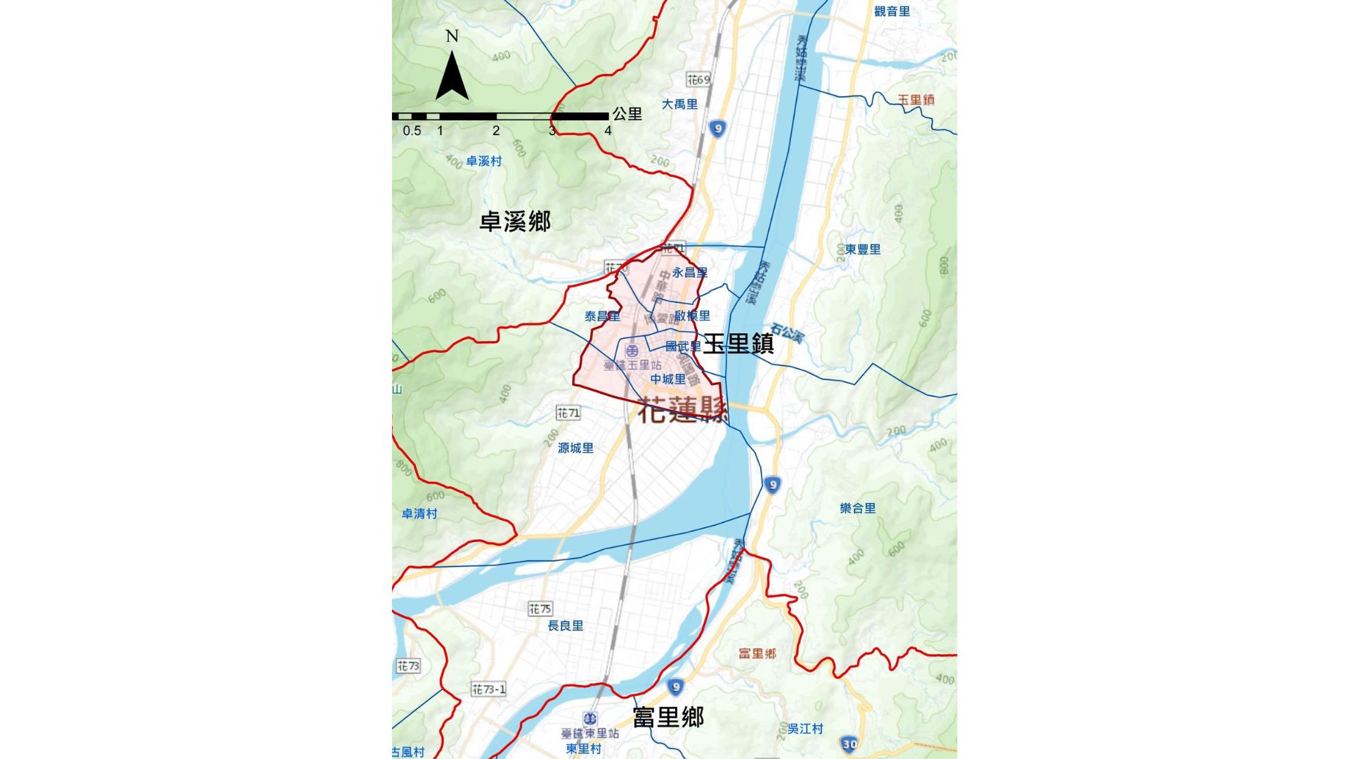 玉里都市計畫位置