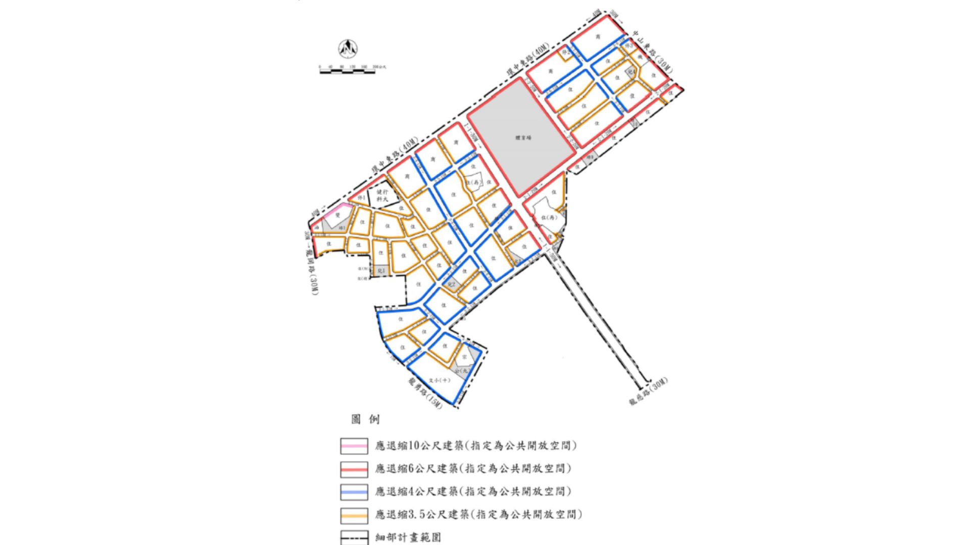 建築退縮管制示意