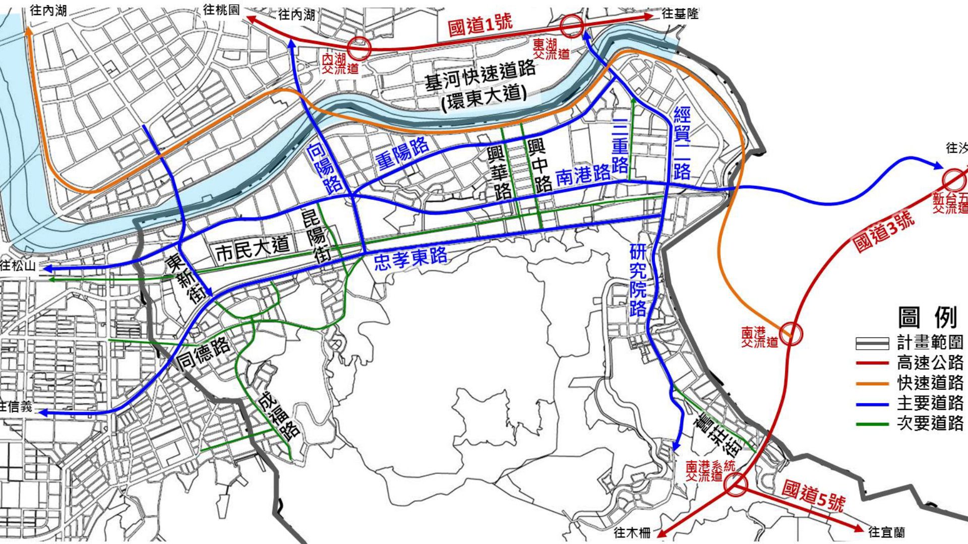 南港區道路系統現況示意